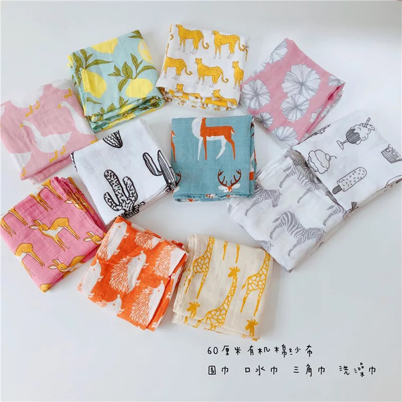 Folly Cotton Newborn Bamboo Cotton Pat Scarves for baby Saliva Towel Organic Cotton Versatile small square towels Pocket Triangle Towel