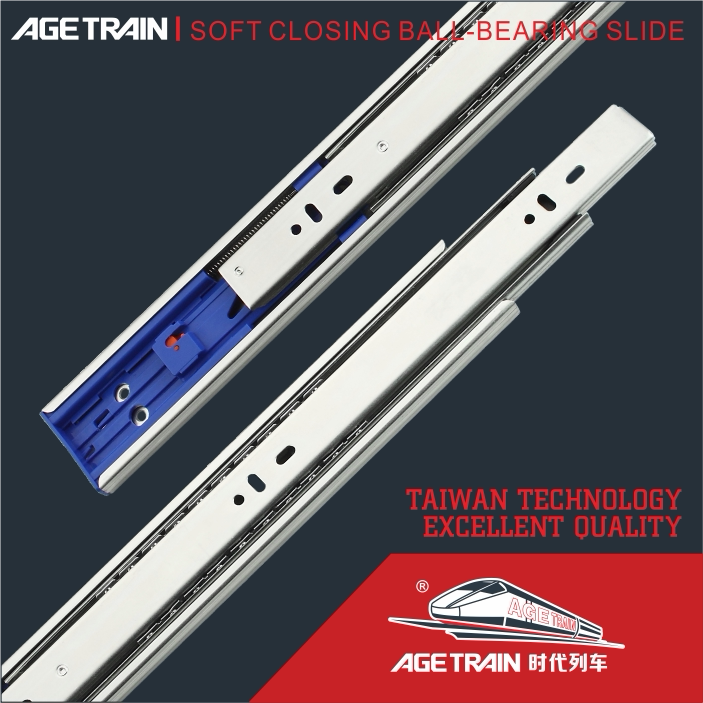 AGE era train 45 wide three-section buffer ball slide rail damping slide rail full pull out wardrobe overall cabinet track - Taobao