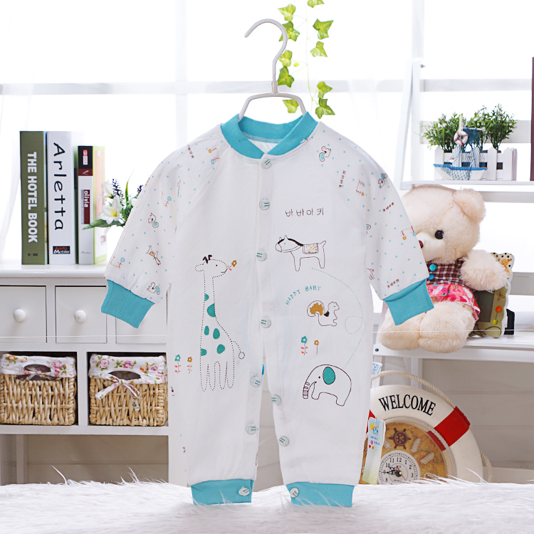 Newborn baby clothes Sunshine Chrysanthemum Spring Summer Autumn Thin Undergarments Pure Cotton Stand-up Collar Long Sleeve Baby to wear a baby climbing suit