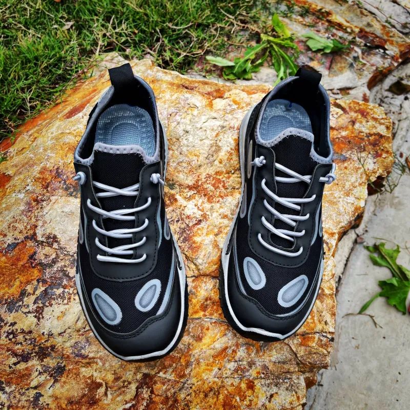 Taicow X Lacing Design Micro Slightly Tilted Shoe Head Flying Textured Mesh Surface Splicing Breathable Comfort Casual Shoes