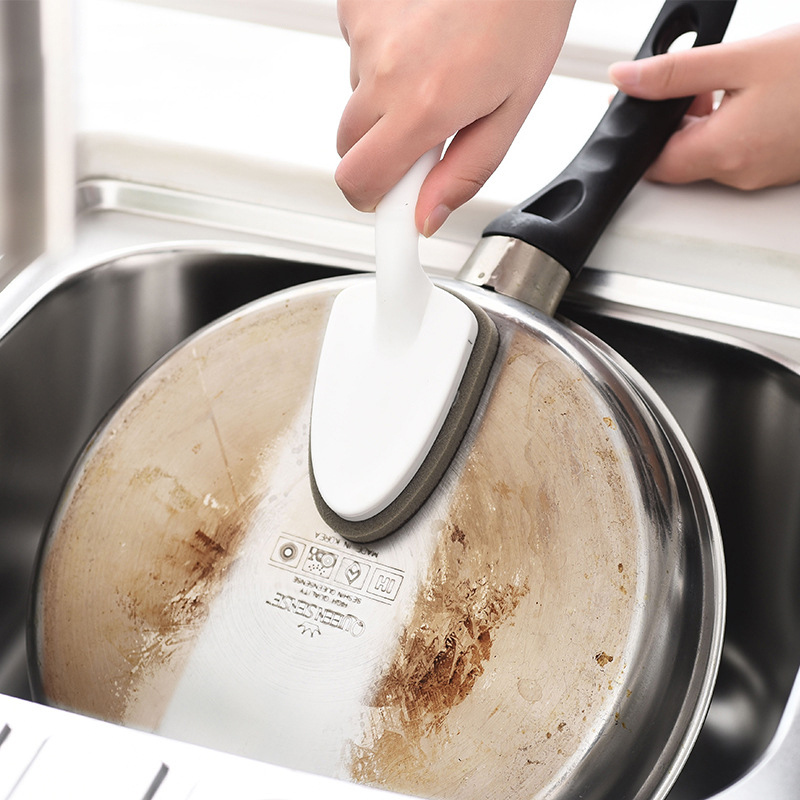 Japan Long Handle Triangle Diamond Wipe To Rust Removal Stains Home 100 Clean Kitchen Clean Non-slip Detachable Magic Rubs