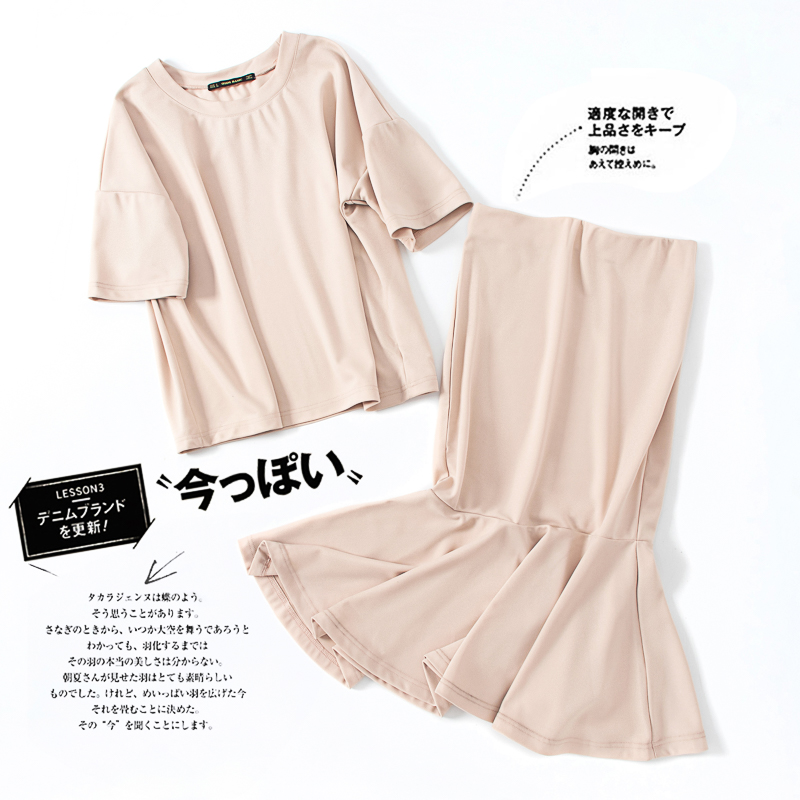 2022 foreign trade women's clothing loose pullover cotton loose all-match short-sleeved tops skirts khaki suits