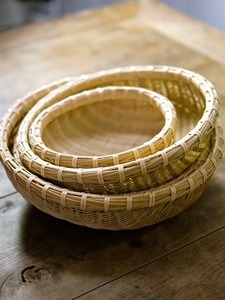 Boutique Handmade Bamboo Frame Bamboo Basket Steamed Bread Box Fruit Basket Kitchen Storage Box Dish Box Vegetable Washi