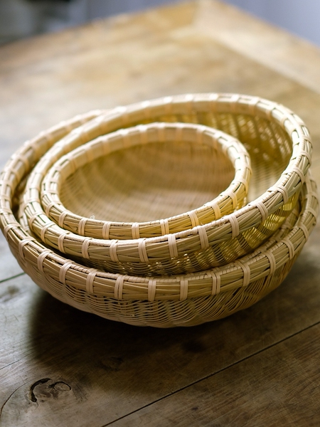 Boutique Handmade Bamboo Frame Bamboo Basket Steamed Bread Box Fruit Basket Kitchen Storage Box Dish Box Vegetable Washing Snack Box