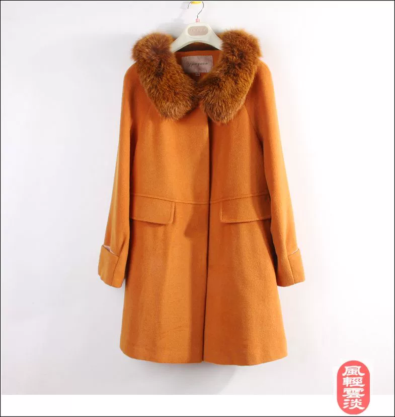 Fox lông cổ áo mùa đông nữ phong cách mới Hàn Quốc áo len dài giữa áo khoác thương hiệu giảm giá - Áo khoác dài