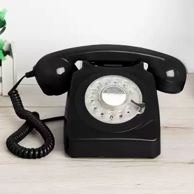 Old-fashioned classic turntable telephone rotating retro telephone antique home office Hotel fixed landline machine metal bell