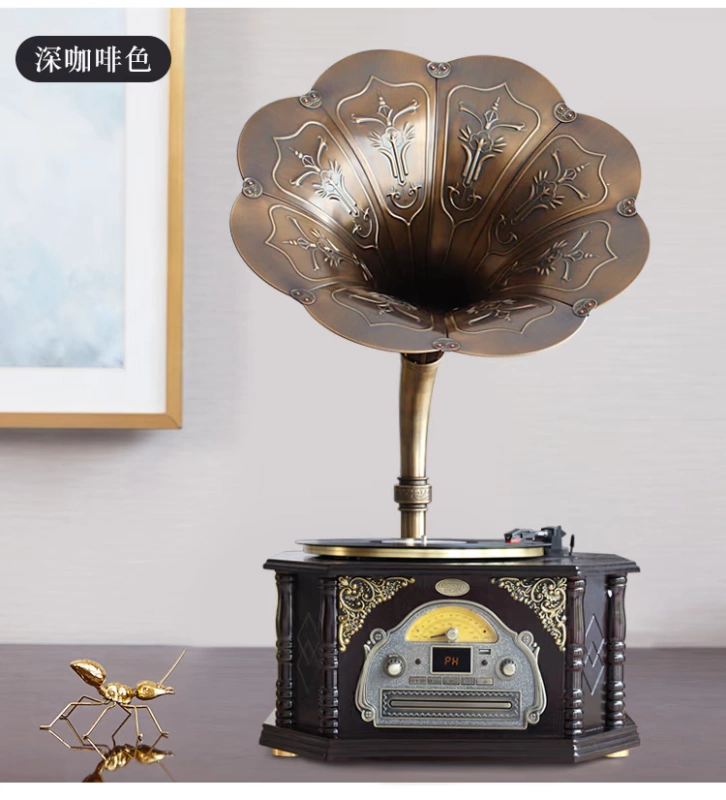 Otino cổ máy hát cổ điển vinyl máy ghi âm retro máy nghe nhạc retro âm thanh phong cách châu Âu rắn máy cd phòng khách - Máy hát