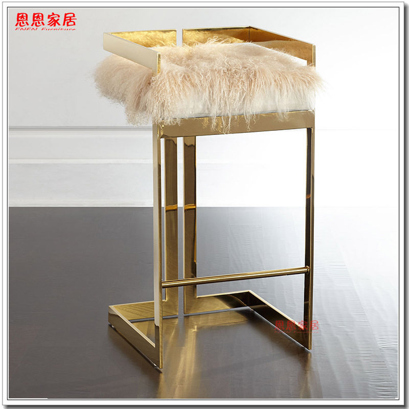 Modern light and luxurious Nordic square stainless steel bar Stool Creative Personality Beauty Chia Store Golden Cassette Bar Chair Front Desk Chair