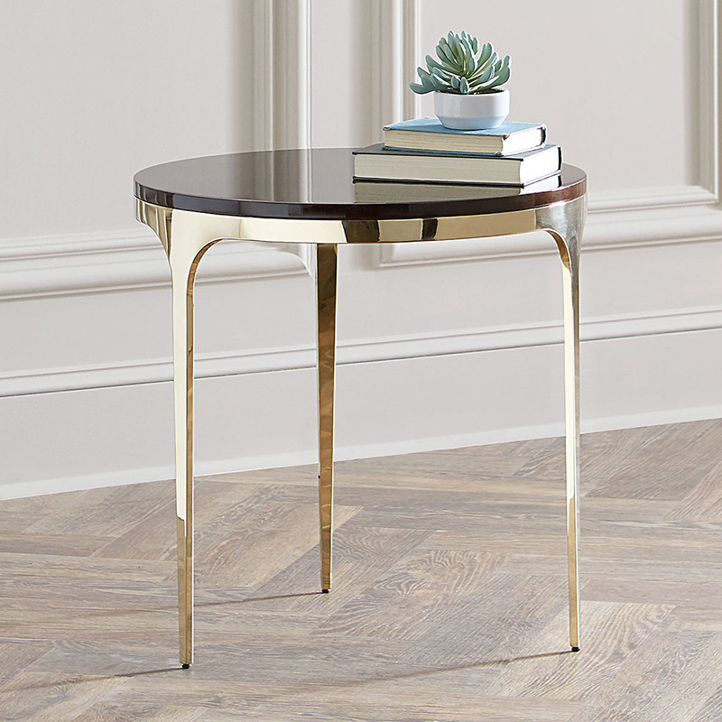 Exquisite sofa round edge a few corners a few stainless steel material mirror champagne gold modern minimalist metal small round few