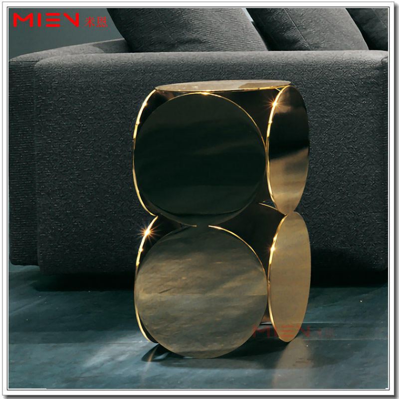 Italy's minimalist round sofa side a few Milo Tiers innate living-room small round a few stainless steel silver corners a few
