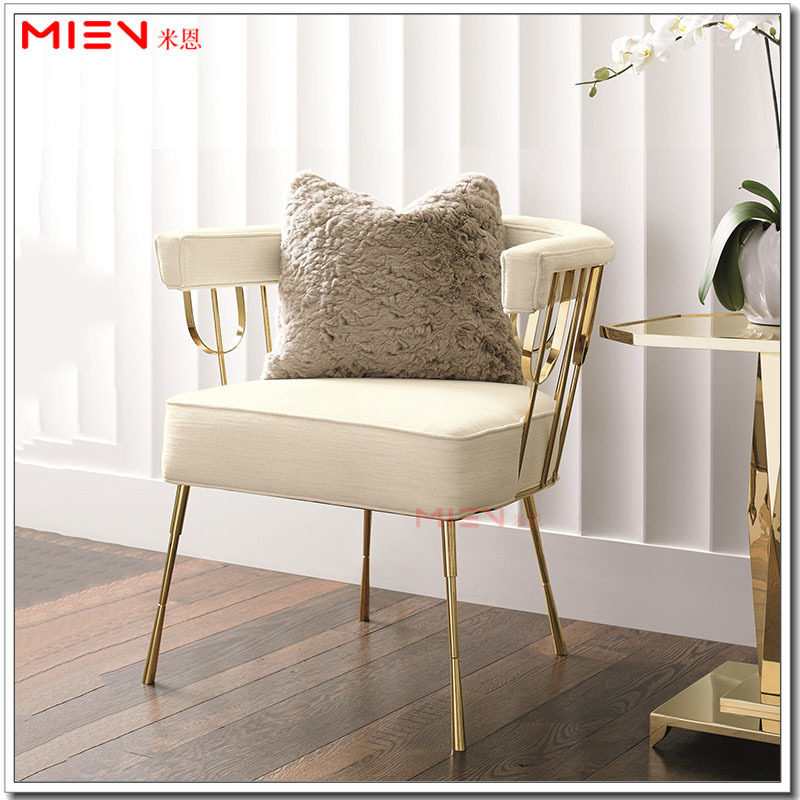 American light luxury palace style stainless steel mirror champagne gold single chair Nordic home backrest balcony leisure sofa