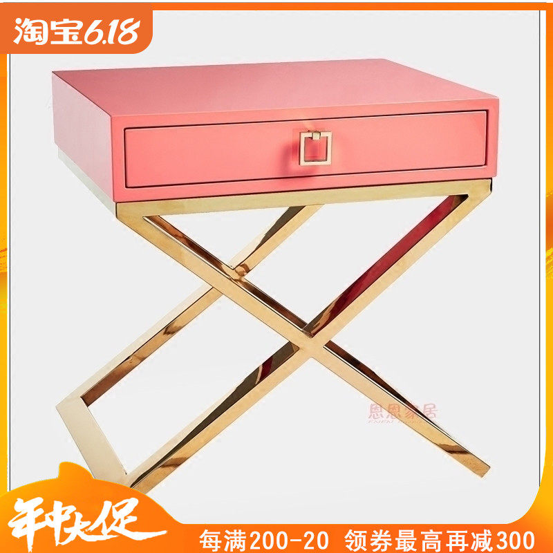 Minimalist economy modern small family type Easy wood bed head cabinet square with drawers light and luxurious bedside cabinet 50cm wide