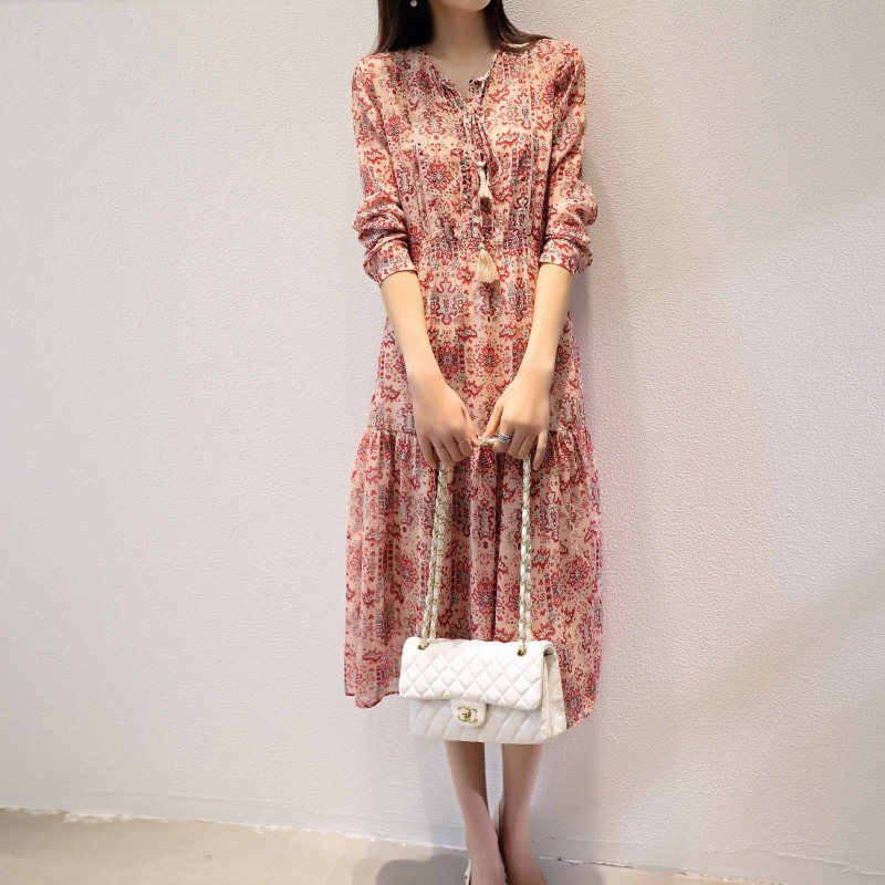 Broken Flowers Snowspun Ocean Dress Women 2022 Summer new style Comeback Advanced Sensation with Slim Temperament Long Dress