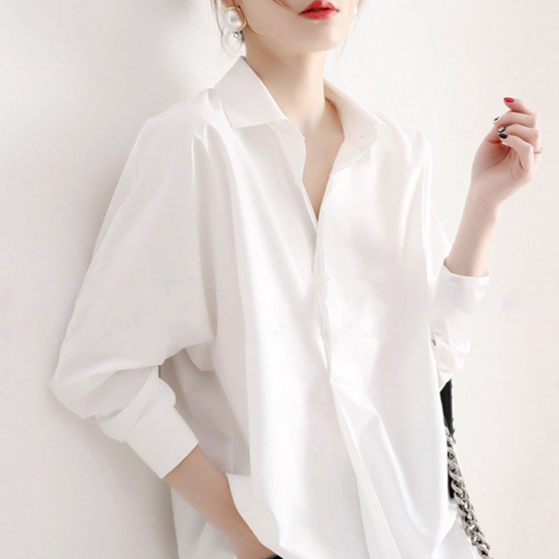 White chiffon shirt women's 2022 summer new style small foreign style fashion design niche long-sleeved top