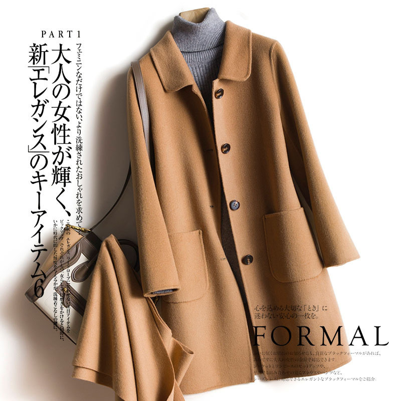 Sandro Svpr double-sided cashmere coat 2021 popular autumn and winter New temperament medium long version woolen coat
