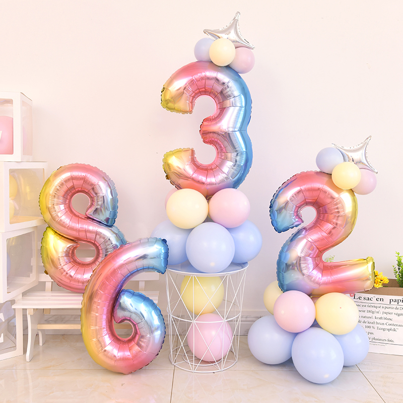 Macaron birthday digital balloon column road leading 100 days baby to decorate the child's birthday party scene arrangement