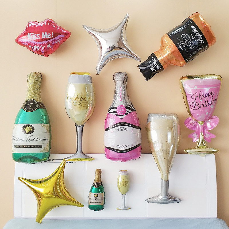 Bar decoration balloon Champagne bottle goblet modeling aluminum film balloon Birthday party decoration balloon