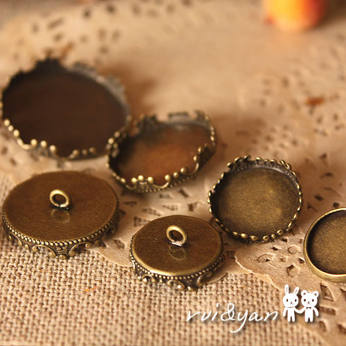 Green ancient bronze wearing rings lace bottom care 4 glass cover accessories (2028A)