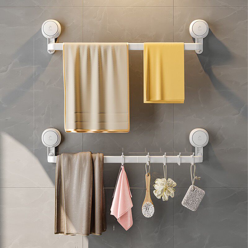 TaiLi-free punching suction cup wool towel rack toilet toilet single-pole bath towel rack bathroom shelving integrated hook-Taobao
