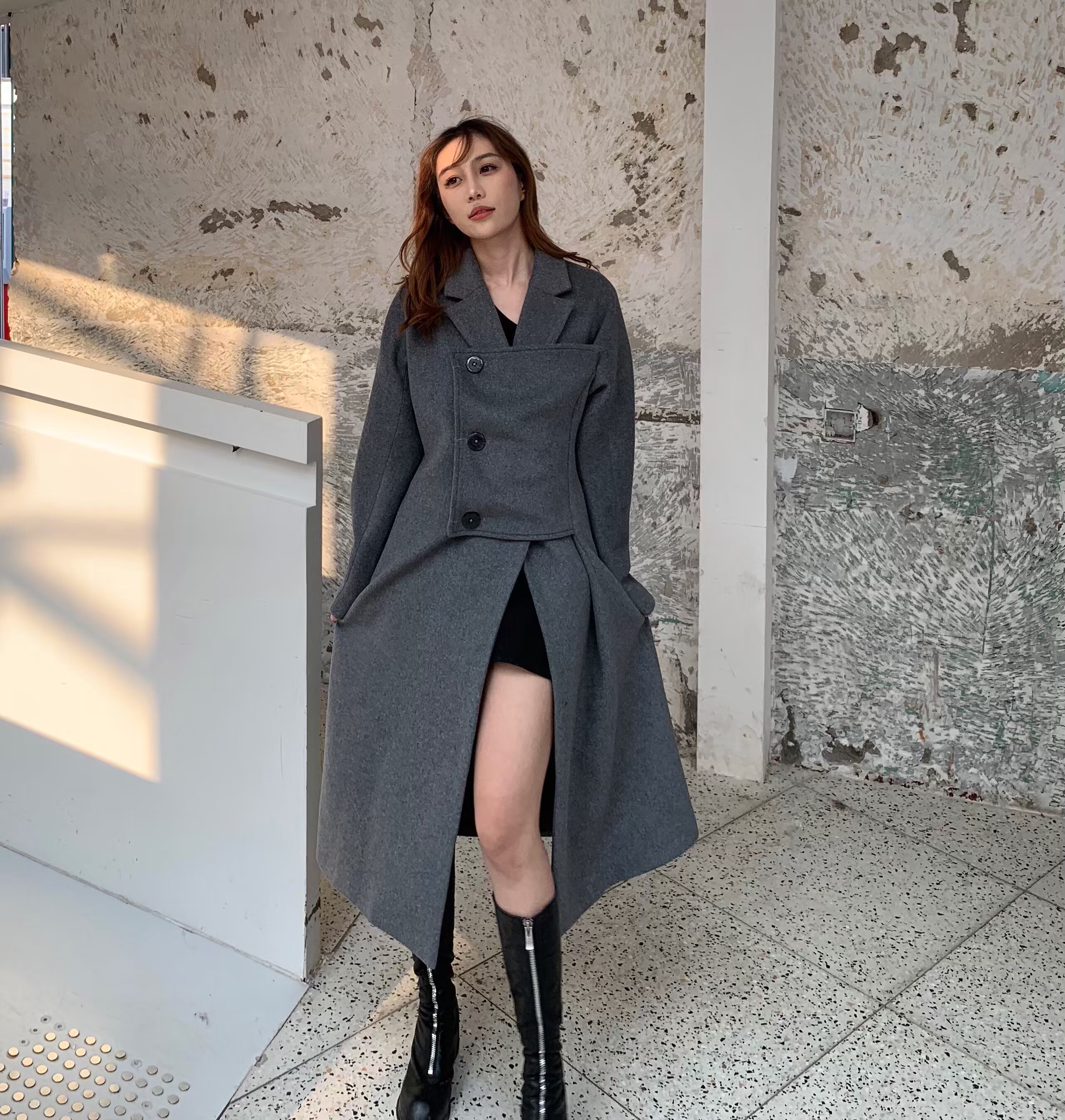 Áo khoác len Amor cashmere mới 2018 dài phần cao cấp thu đông và áo len mùa đông nữ phổ biến Slim eo áo măng tô nữ dáng dài