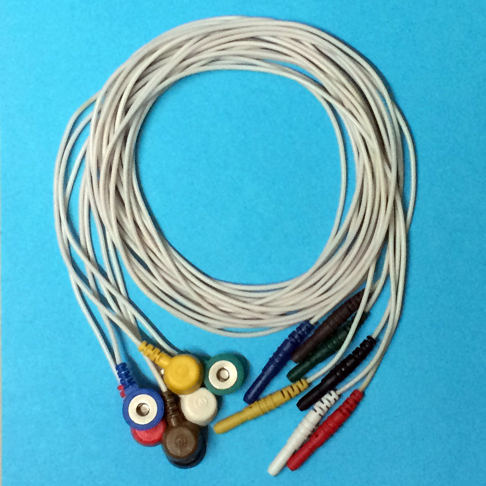 Holter 7-lead line dynamic electrocardiograph machine record box seven-lead line D-type cable