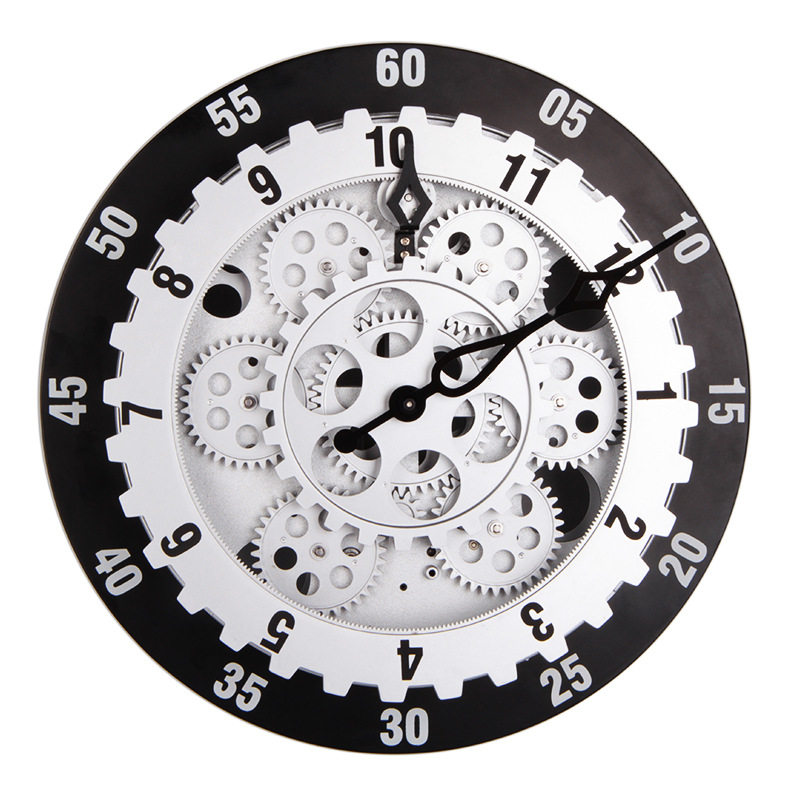Clock wall clock living room gear clock living room clock creative fashion German stainless steel creative personality half gear wall clock