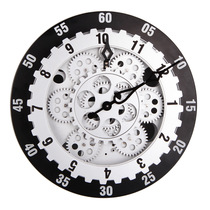 Clock wall clock living room gear clock living room clock creative fashion German stainless steel creative personality half gear wall clock