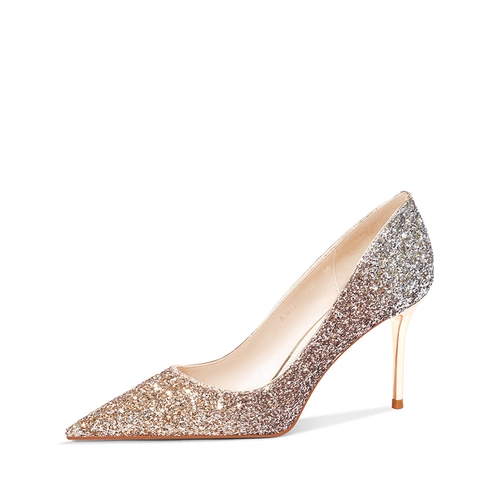 Золотые свадебные туфли, свадебное платье на высоком каблуке для невесты, традиционный свадебный наряд Сюхэ, градиент, яркий броский стиль