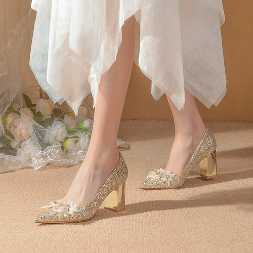 Свадебные туфли из жемчуга для невесты для беременных, французский стиль