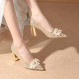Свадебные туфли из жемчуга для невесты для беременных, французский стиль