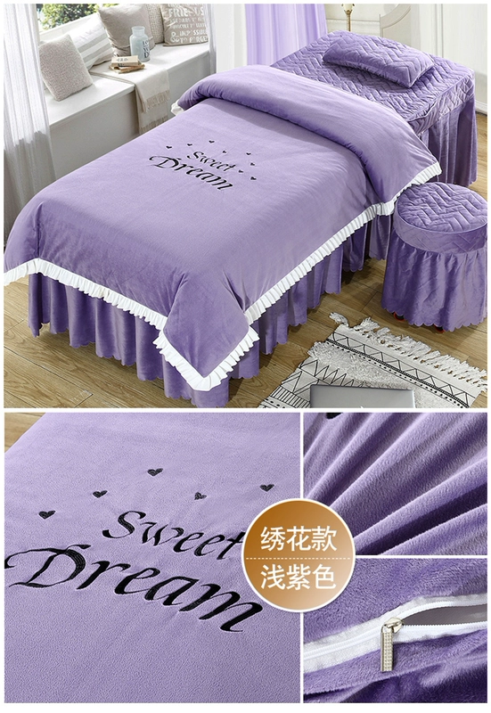 thêu ren tinh bedspread denim nhung vẻ đẹp SPA thẩm mỹ viện bảng massage dầu gội đầu châu Âu có thể được tùy chỉnh - Trang bị tấm