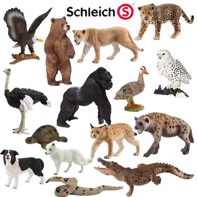 史萊奇schleich猞猁北極狐鱷魚鬣狗鴕鳥金剛美洲豹仿真動物玩具模型