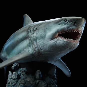 Wanlongtang Megalodon Ghost Jaw Figure Statue Model Undersea Giant Creature Ancient Biological Scene Ornament Great White Shark 1/35