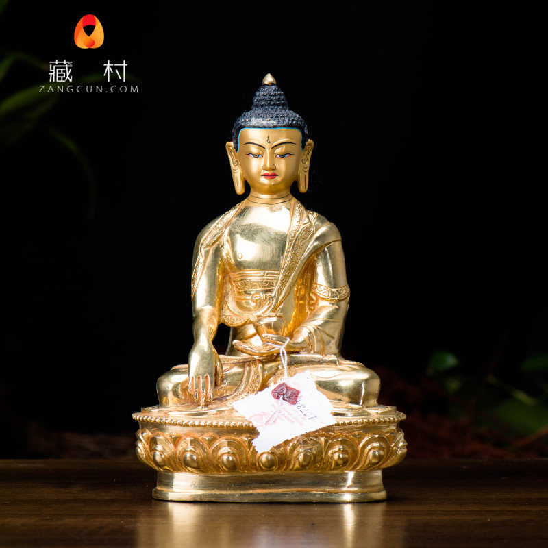 Sakyamuni ornament bronze statue indoor indoor Nepal imported 7 inch bronze full gilt Sakyamuni Buddha bronze statue