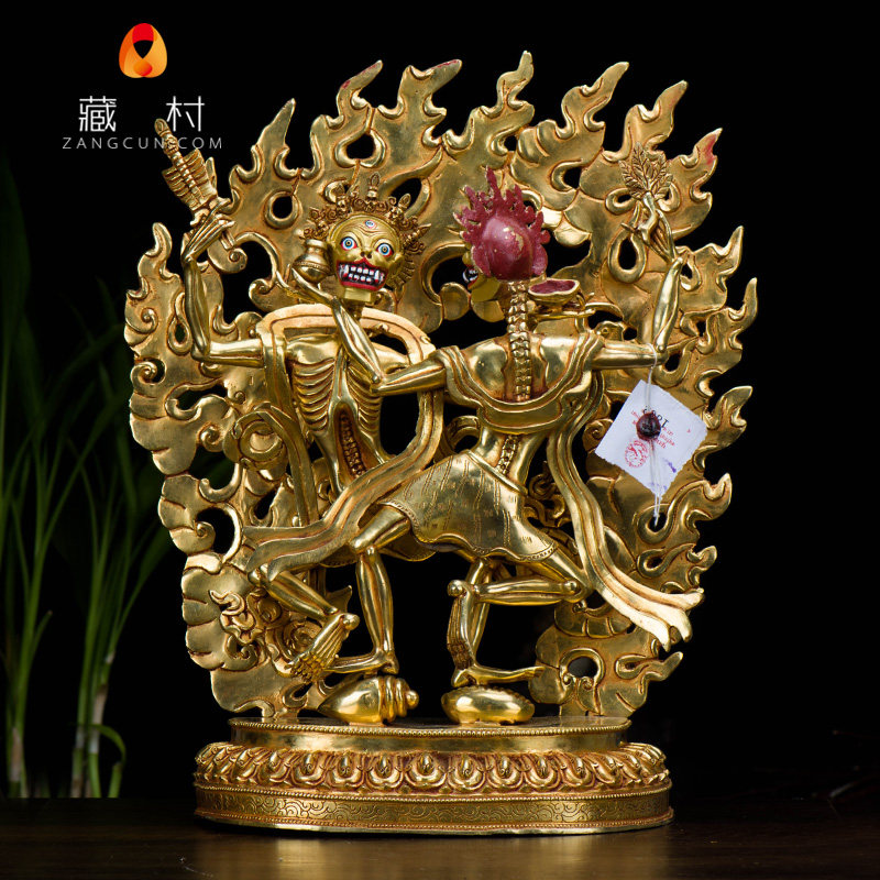 Burial Tomb Master Brass room Buddha Pendulum Pieces Nepal 12-inch pure copper full-body gold Corinin The main double body Buddha statue