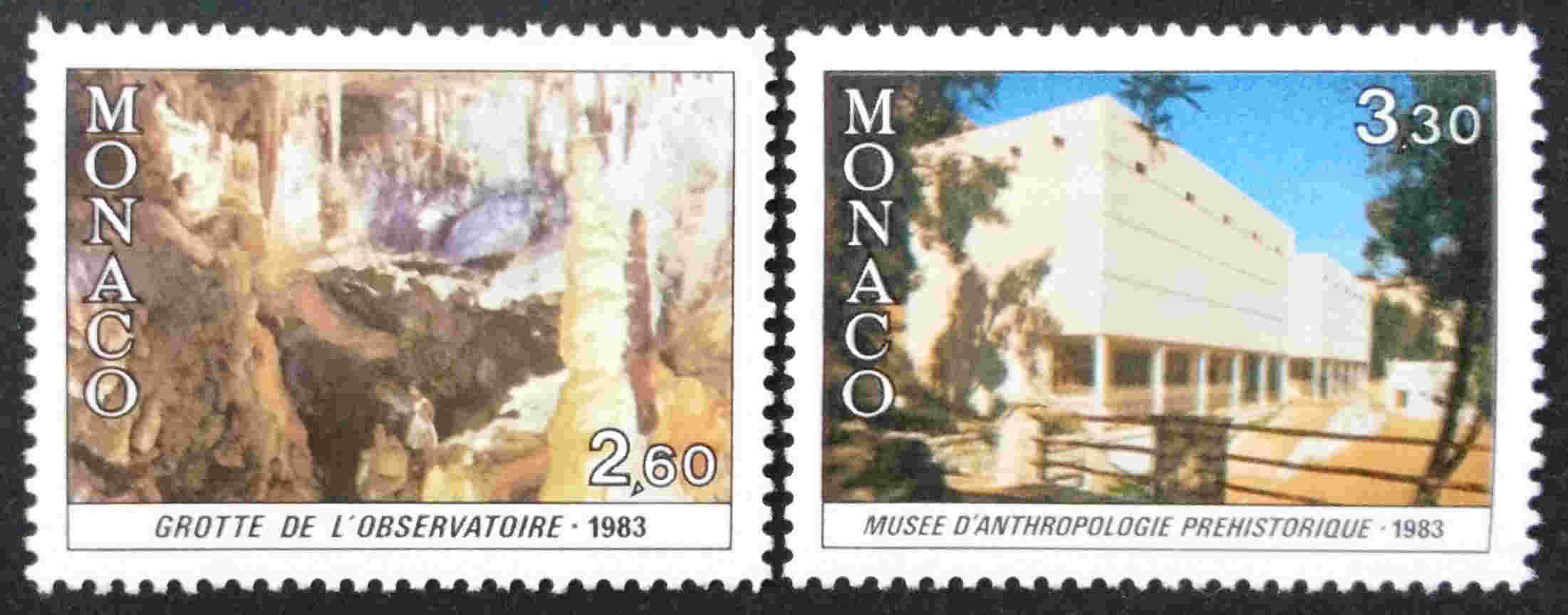 Monaco 1983 Botanical Gardens 50th Anniversary Caves and Museum Stamps 2 New Original Gum Full $6