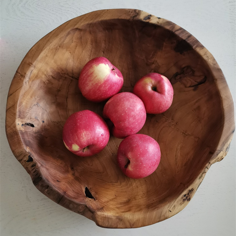 Solid Wood Fruit Pan Log Fruit Pan Teak Candy Pan Dry Fruit Pan Snack Tray Wood Plate Wood Basin Original Ecology