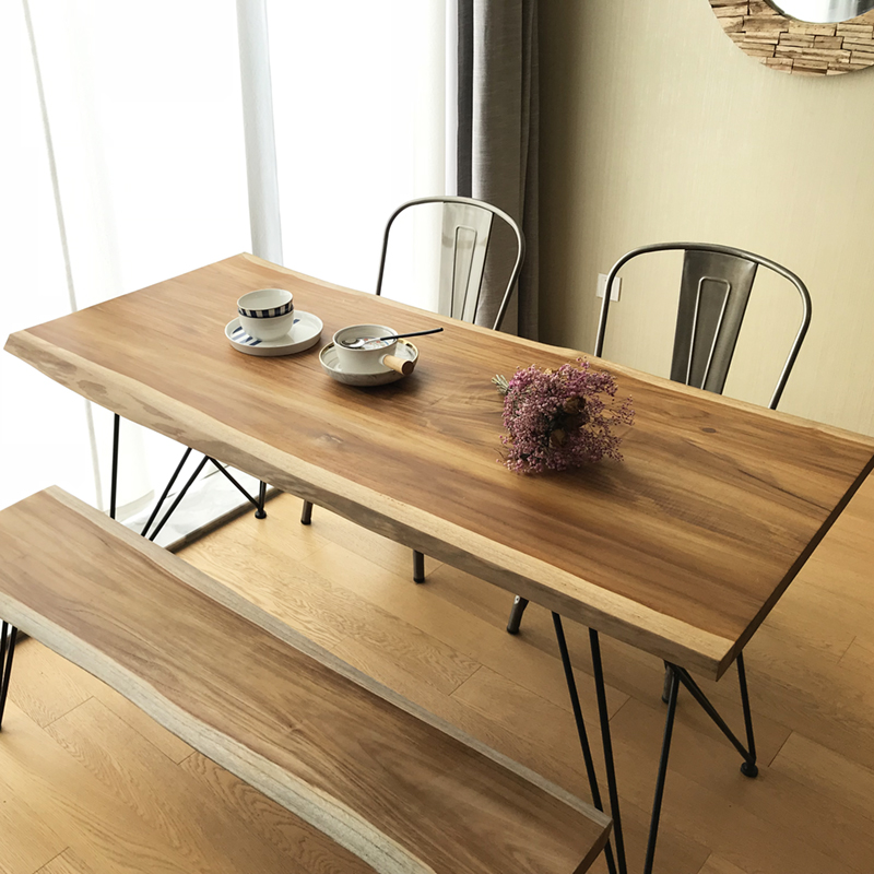 Solid Wood Dining Teak Wood Table Dining Table Log Desk Gold Conry Wood Natural Large Plate Table South American Black Walnuts Table Board