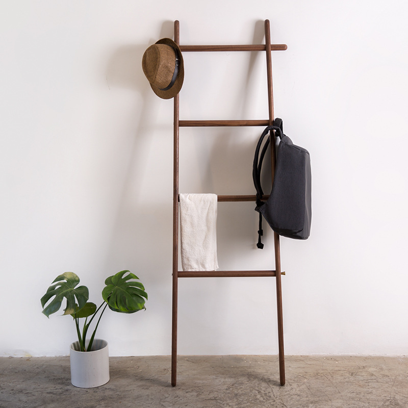 Japan-style Solid Wood Trapezoidal Clothes Hanger Clothing Store Log Landing Clothes Hat Rack Minjuku Hotel Hair Towel Rack Magazine Rack