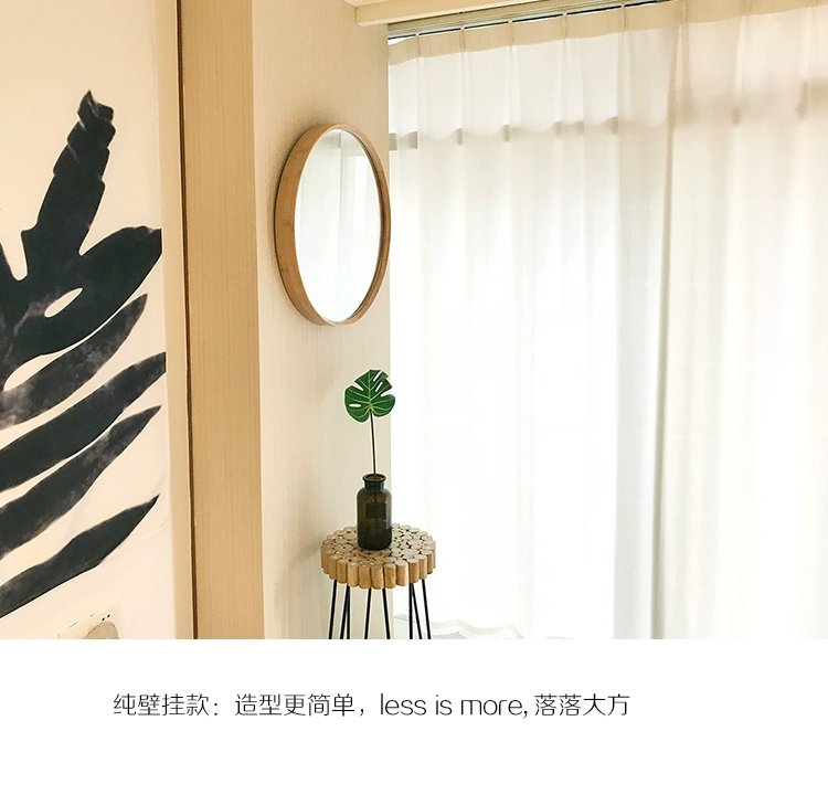 Gương phòng tắm Bắc Âu gương tròn tre trang điểm gương vanity gương tròn gương tường gương đơn giản trang trí gương - Gương