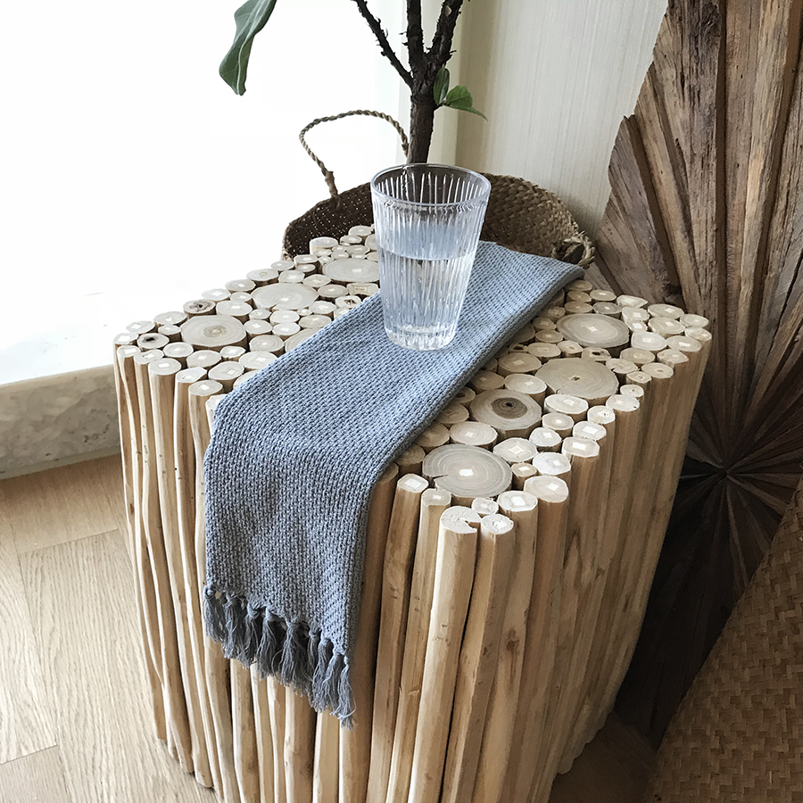 Japanese solid wood branch square stool round side several shoe stool log sofa side corner modern simple decoration