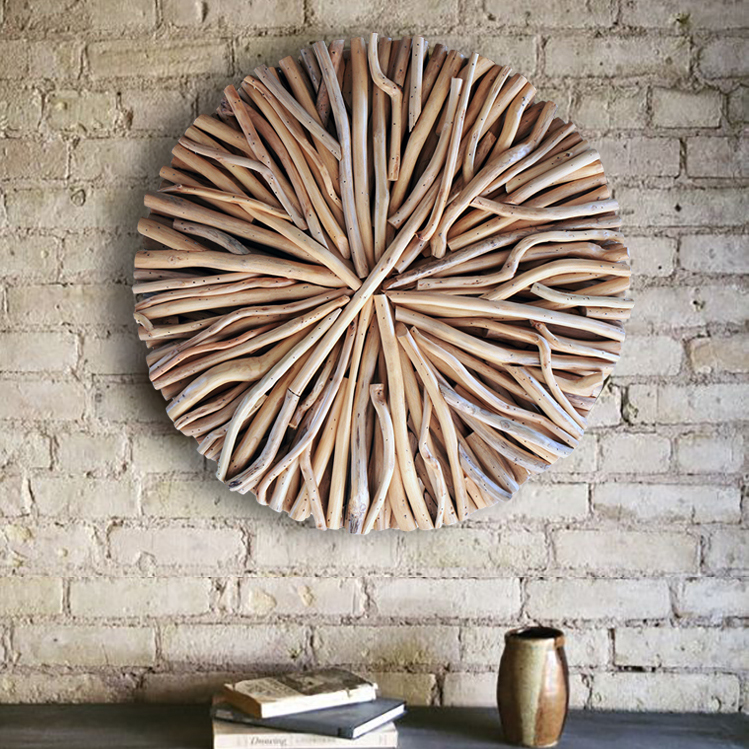 Most log Nordic solid wood Living room Xuanguan Decorative Painting Veranda End Fresco Round Decoration Painting Folk-like board room