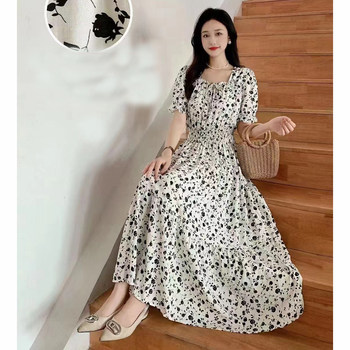 Sweet big hem skirt cotton silk polka dot black ears long skirt