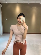 YEUNGSUKHAN drawstring thread blouse *Korean drama heroine wears yoga fitness outerwear sports short sleeves