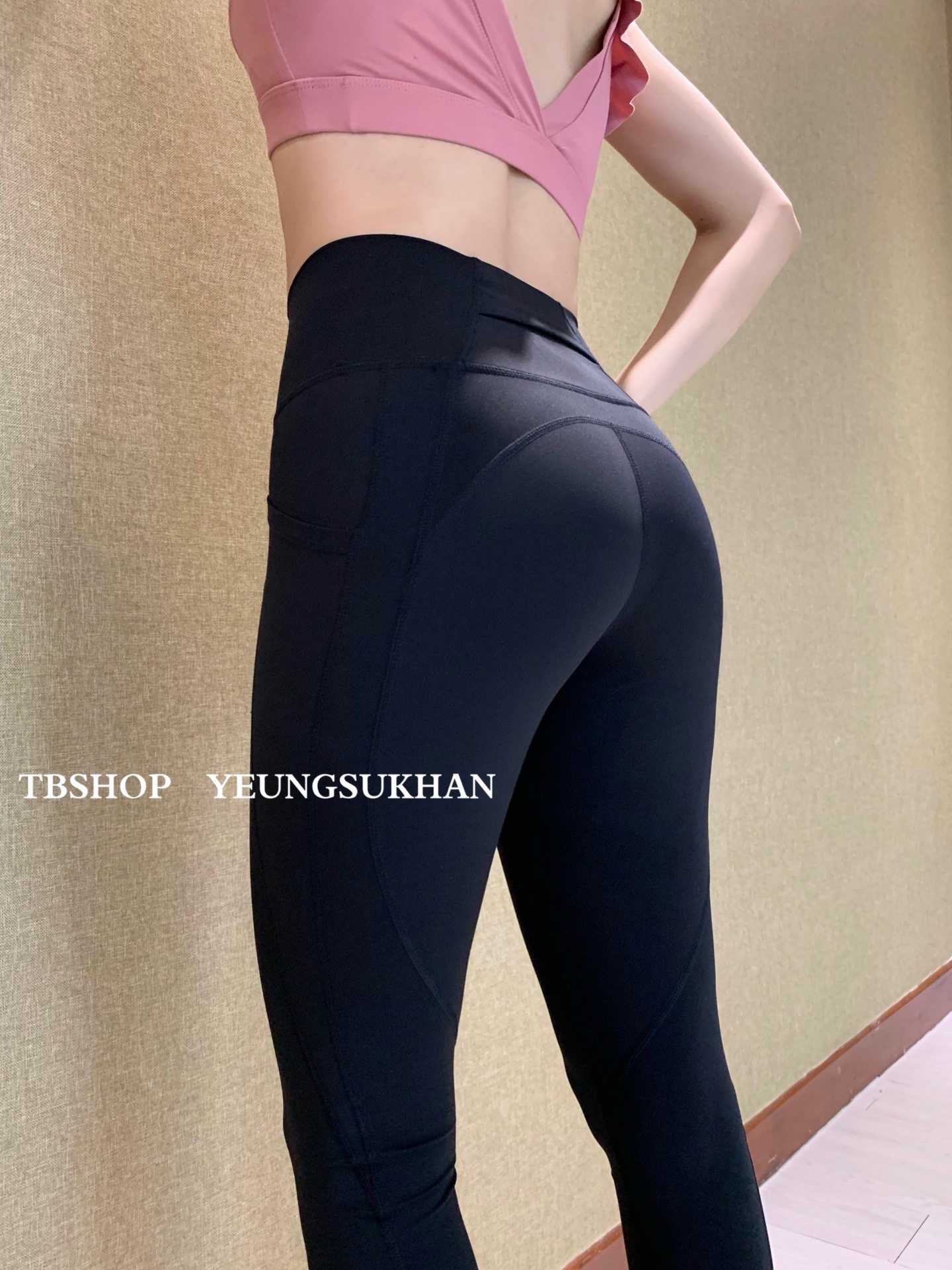 YEUNGSUKHAN honey peach hip compression speed dry 90% pants * spring and summer lifting hip side pockets high waist running yoga