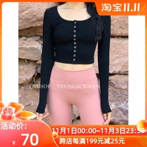 @ YEUNGSUKHAN French Square Collar Button Blouse Autumn Winter Yoga Clothing Sports Air Yoga Dance