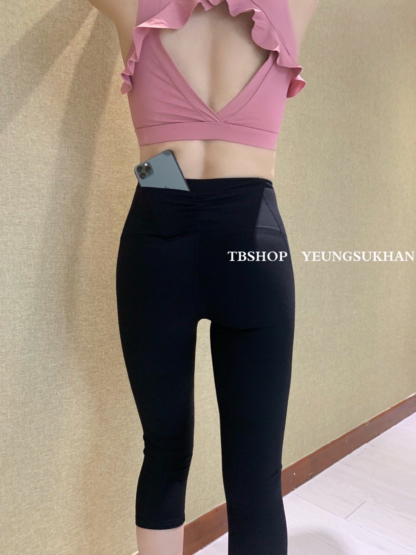 YEUNGSUKHAN Butterfly Pocket Capri Pants *Summer High Waist Yoga Pilates Capri Pants Leggings