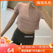 YEUNGSUKHAN Playful Lace Short Sleeve * Spring Summer Yoga Blouse Fitness Pilates Double Wear Half Sleeve