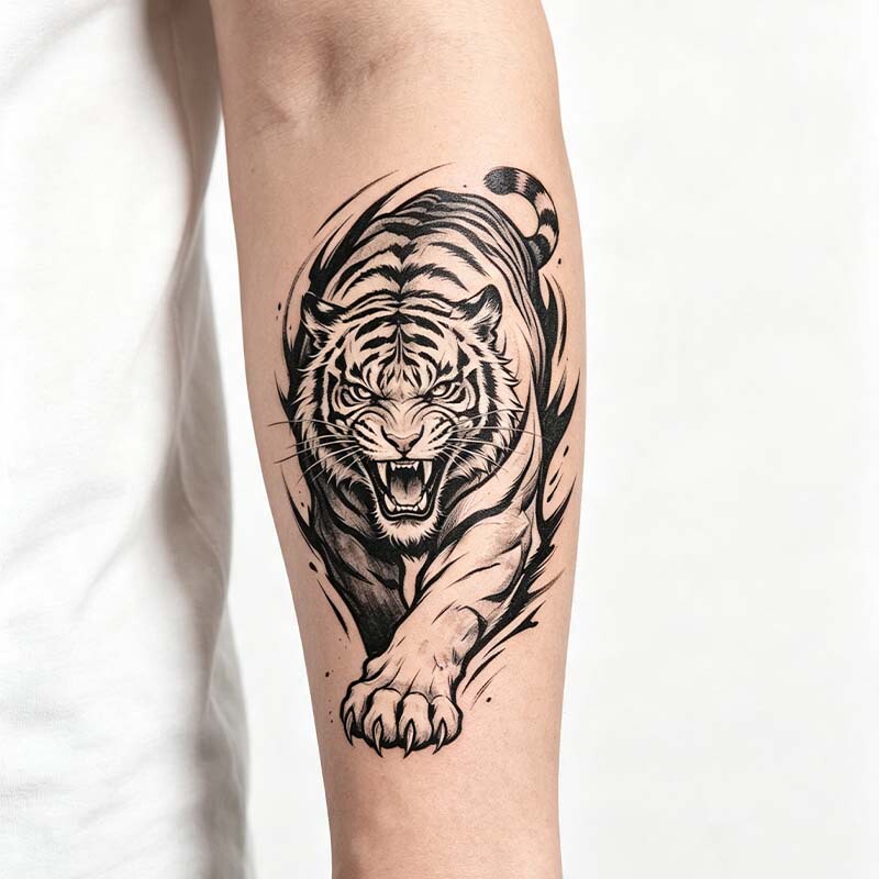 Popular Tattoo Arm Tiger Waterproof Long-Lasting Unisex Flower Arm Half-Arm Tattoo Chest Realistic Sticker Social Men and Women Popular Tattoo Arm Tiger Waterproof Long-Lasting Unisex Flower Arm Half-Arm Tattoo Chest Realistic Sticker Social Men and Women