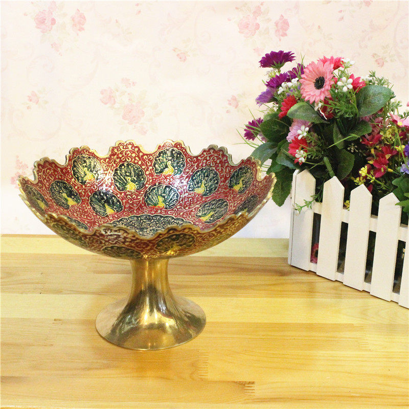 Indian Traditional Handicrafts Direct Marketing India Bronze Sculpture Cutlery Bronze Fruit Tray Home Swing Accessories Giver Gift YT626